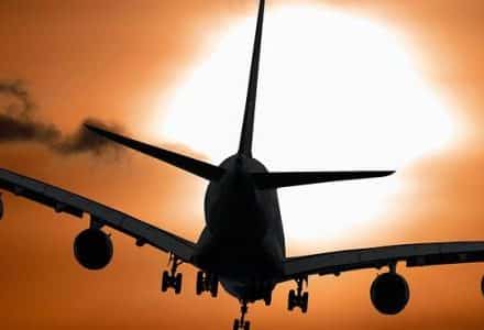 plane in the sunset