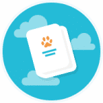 pet passport icon on blur background with white clouds