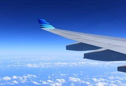 plane wing in the sky