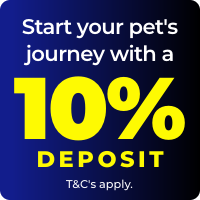 Start your pet's journey with a 10% deposit. T&Cs apply.