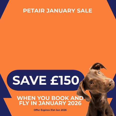 Save £150 when you book and fly in January | PetAir Flash Sale